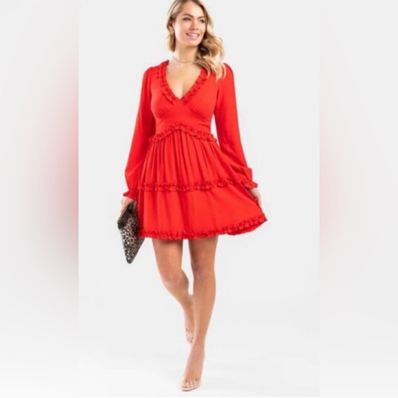 NWT Franchescas's Long Sleeve MiniDress Red Size 3X - Picture 2 of 9